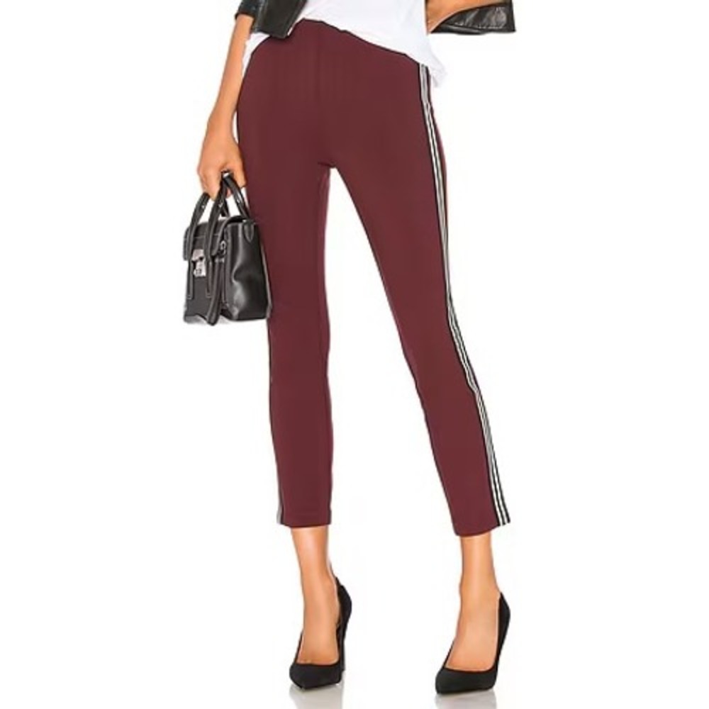 Rag & Bone Simone Burgundy Racing Tuxedo Side Stripe Ponte Pants Size 8 Cropped